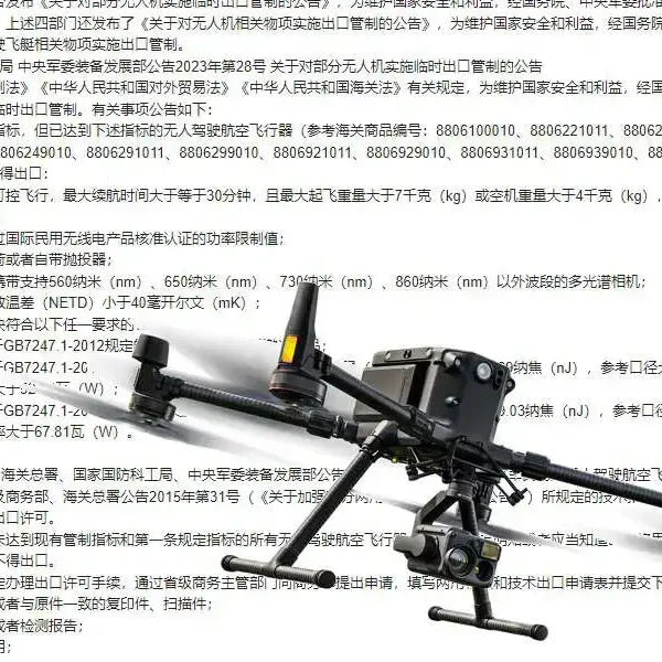 China – Vorübergehende Exportkontrolle für einige unbemannte Luftfahrzeuge